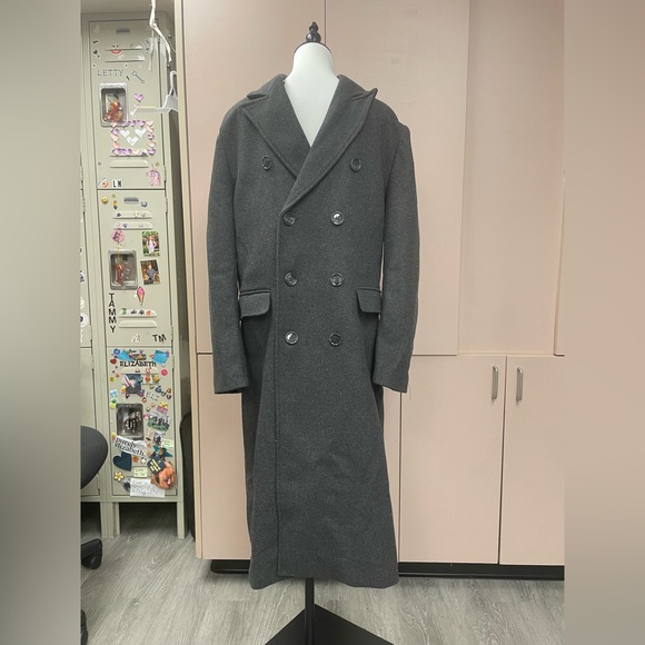 Braveman Wool Blend Double Breasted Long Coat NWT Charcoal Grey Size Medium - Picture 3 of 11